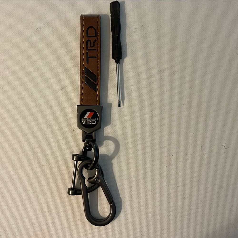 TRD Toyota Brown Leather fob keychain with Logo NWT